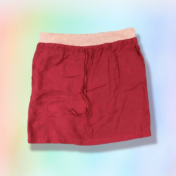 Daughters of the Liberation Anthropologie pink linen Tencel‎ blend skirt size 4 - Picture 1 of 6